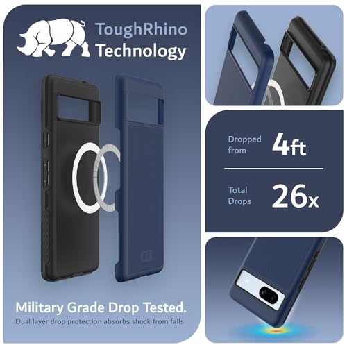 TUDIA MergeGrip [Magsafe Compatible] Google Pixel 7a Case 2023, [Military Grade Drop Tested] Raised Edge for Screen&Camera Protection Dual Layer Slim Heavy Duty 7A Phone Cases Cover - Indigo Blue - color: Indigo Blue, size: Magnetic Pixel 7a