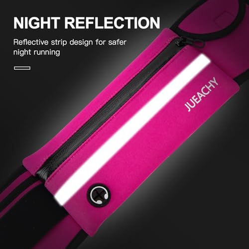 Jueachy Running Belts for Women Waterproof Fanny Pack Running Waist Pouch Phone holder Adjustable Sports Money Belt with Headphone Port - color: Rose