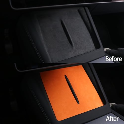 Suede Wireless Charger Pad for Tesla Model 3 24-26 Model Y 25-26 Orange - color: Orange