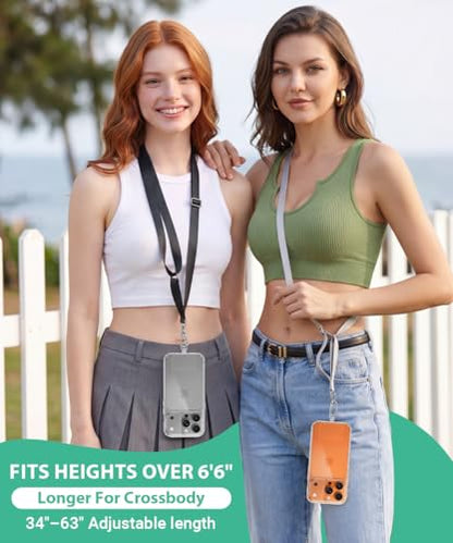 Phone Lanyard Strap Crossbody with 2TPU Tabs - color: Black+grey