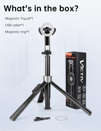 70" Magnetic Phone Tripod, Selfie Stick Tripod for iPhone MagSafe & Camera - color: Black