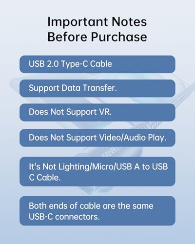 20ft USB C to USB C Cable 60W Fast Charging, Extra Long Braided Type C to C Charging Cable with USB 2.0 Data Transfer for iPhone 15/16/17, Samsung Galaxy, Pixel, Pad Pro/Air, MacBook Pro/Air