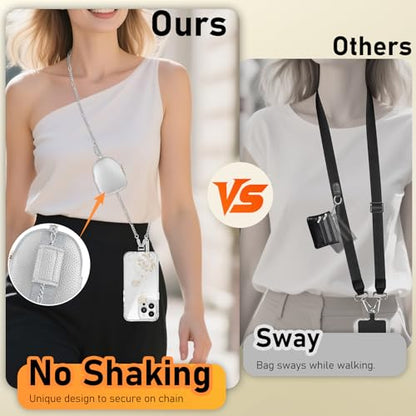 Phone Strap With Wallet,Adjustable Phone Lanyard CrossbodySilver - color: Silver