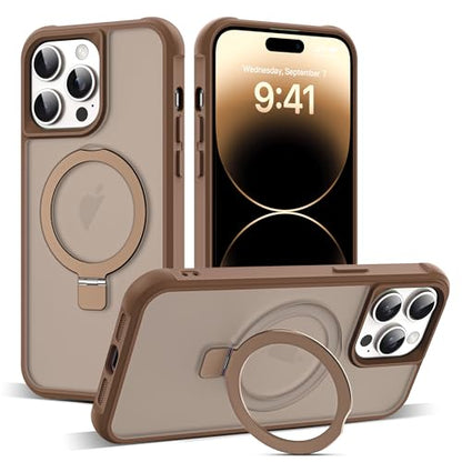 SKYLMW Compatible with iPhone 14 Pro Max Case with Stand,Desert Brown | iPhone 14 Pro Max Phone Case 6.7",Magnetic Ring Stand,Compatible with MagSafe,Military-Grade Protection,Great Grip Feeling - color: Desert Brown, size: Iphone 14 Pro Max