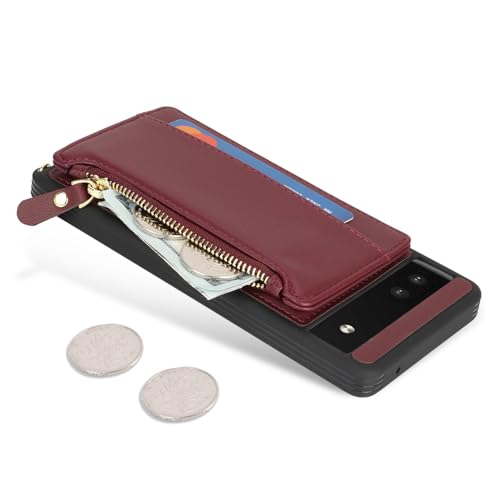 Cavor Compatible with Google Pixel 6a Case Wallet, Wine red - color: Wine red, size: Google Pixel 6a