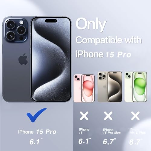for iPhone 15 Pro Case Shockproof Dropproof Dust-Proof Drop Proof 3-in-1 Durable Phone Case Heavy Duty Protection Phone Case Cover for Apple iPhone 15 Pro 6.1" Grey/Blue