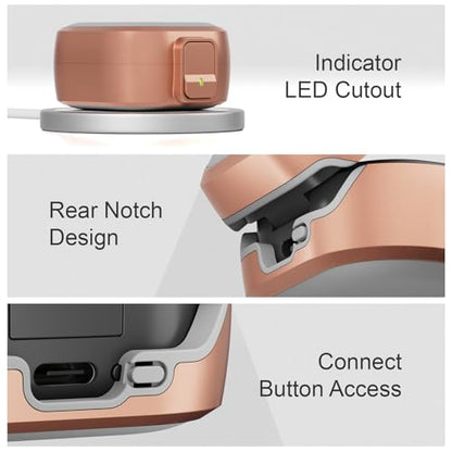for Samsung Galaxy Buds 4 Pro/Buds 4 Case (2026) with Secure Safety Lock Clip,Shockproof Scratch-Resistant Hybrid PC+TPU Soft Shell Protective Cover Accessories with Carabiner&Cleaning Pen(Gold) - color: Gold Edge-Grey