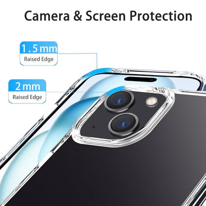 JJGoo Compatiable with iPhone 15 Plus Case Clear, Transparent Shockproof Phone Case, Slim Anti-Scratch Hard PC Back Protective Cover Bumper, Clear - color: Clear