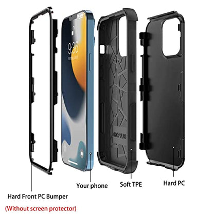 Co-Goldguard for iPhone 13 Case,3 in1 [Shockproof] Heavy Duty Full-Body Protection for iPhone 13 Phone Case, 6.1 inch, Black - color: Black01