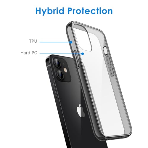 JETech Case for iPhone 12/12 Pro 6.1-Inch, Non-Yellowing Shockproof Phone Bumper Cover, Anti-Scratch Clear Back (Black) - color: Black