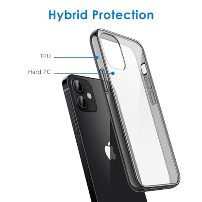 JETech Case for iPhone 12/12 Pro 6.1-Inch, Non-Yellowing Shockproof Phone Bumper Cover, Anti-Scratch Clear Back (Black) - color: Black