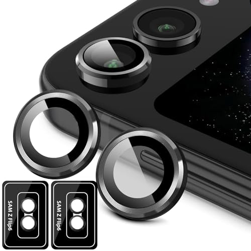 for Samsung Galaxy Z Flip6 Camera Lens Protectors, Scratch-Resistant HD Clarity Ultra-Thin Tempered Glass Camera Cover with Aluminum Edging,Individual Metal Lens Cover,Black - color: Black