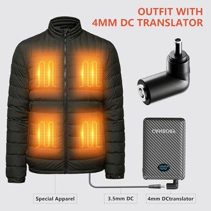 5V 2A/3A Battery Pack for Heated Vest Heated Jacket, 12000mAh Power Bank for Heated Apparel with LED Display with 7.4V DC Port - size: 7.4 V 12000 mAh Black