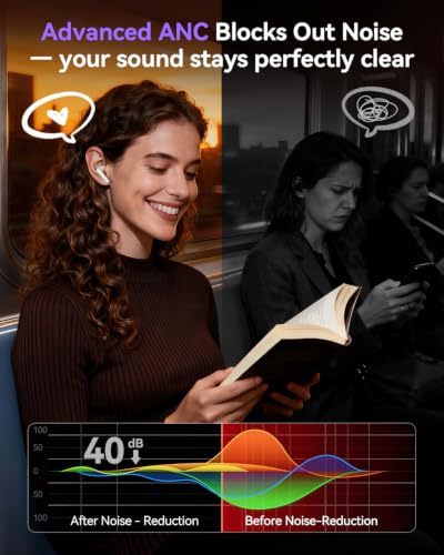 ZIUTY Wireless Earbuds Bluetooth 4.0 Headphones, Ear Buds with ANC Noise Cancelling, ENC Clear Calls, Touchscreen LED Display Case, 48H Playtime, Stereo Sound, IPX7 Waterproof for Sports Workout