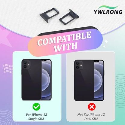 2PCS SIM Card Tray for iPhone 12 SIM Card Slot Holder Replacement for iPhone 12 A2403 A2172 A2402 with Open Eject Pin(Black)