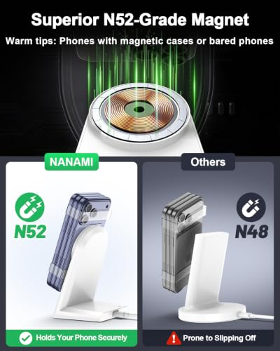 NANAMI 25W Wireless Charger Stand for iPhone 18/17/16 with Auto-Dimming LED - color: White