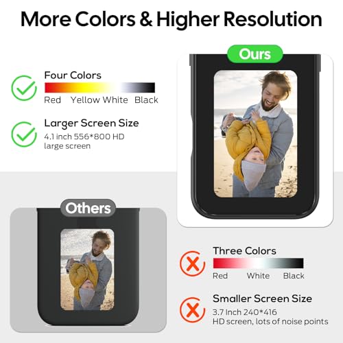 Upgraded Smart Ink Phone Case – 4.1" 4-Color E Ink Screen, 556×800 Resolution, NFC Digital Picture Phone Case, DIY Photo Transfer, Smart Ink Case Compatible with iPhone 16– Black - color: iphone 16, size: 4.1" HD-Iphone 16 series