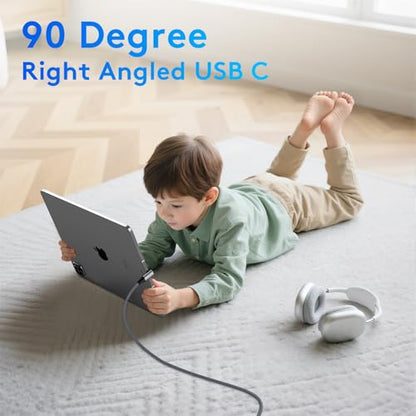 90 Degree USB C Cable 15ft, 90° USBC to USBC Monitor Cable 5K/4K 60Hz - color: Gray, size: 15ft