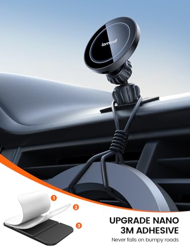 Lamicall 15W for MagSafe Car Mount Charger Vent Dashboard 360° for iPhone - color: Black