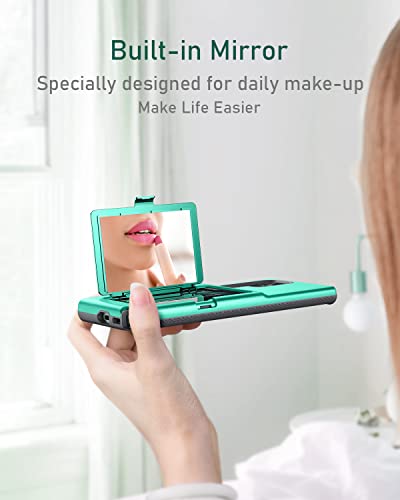WeLoveCase Samsung Galaxy S22 Ultra Case Wallet Case with Credit Card Holder & Hidden Mirror, All-Round Protection Shockproof Phone Cover Designed for Samsung Galaxy S22 Ultra, 6.8 inch Mint Green - color: Mint Green