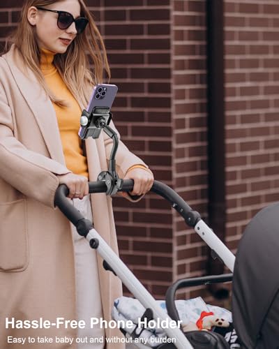 Gooseneck Spin Bike Phone Holder, Cell Phone Mount Exercise Bike Handlebar Clamp for Stationary Bicycle, Treadmill, Microphone Stand, for iPhone Air 17 Pro Max 16 15 14 13 12, S25, 4.7-7" Smartphones