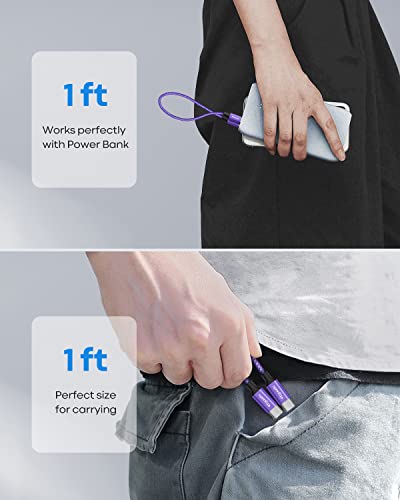 etguuds USB C to USB C Cable 1ft, 2-Pack 60W C to C Cable Fast Charging - color: Purple, size: 1ft