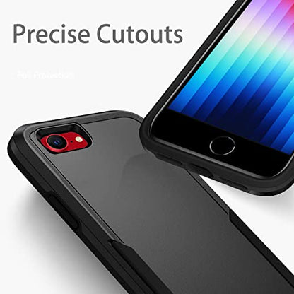 iPhone SE 2020/2022 Case, Heavy Duty Shockproof Protection, 4.7-inch Wireless Charging Compatible - Black - color: Black, size: for iPhone SE