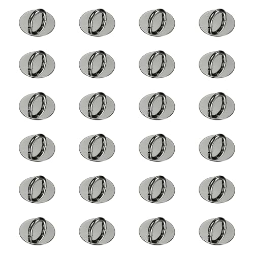 PATIKIL Metal Phone Charm Hook 0.9", 24Pcs Adhesive Circle Shaped Phone Finger Grip Hook Smartphones Keychain Ring Charm Loop for DIY Tablet Case Accessories, Black - color: Black