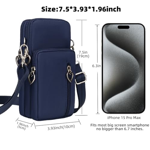 Small Crossbody Bag for Women - Mini Phone Purses with Crossbody Strap and Wallet - Nylon Arm Bag - color: A-darkblue