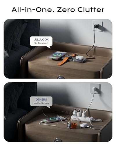 LULULOOK Qi2 Foldable 3 in 1 Wireless Charging Station for Samsung Phone and Watch and Buds, Travel Magnetic Charger Stand for Samsung Galaxy S26/S25/S24/S23/Z Flip/Fold-for Galaxy Watch 8(Gray)