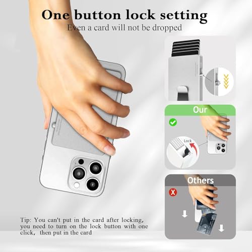 Magnetic Card Holder with Money Clip,for Magsafe Phone Wallet with Slide Button Quick Access to Bank Credit Card,Metal RFID Blocking Case for IPhone 17/16/15/14/13/12 Series(No 12/13 mini) (Silver) - color: Basic Magnetic With Clip - Metallic Silver