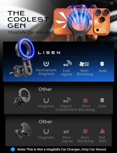 LISEN Upgraded for MagSafe Car Mount, Super Magnetic Phone Holders for Car Air Vent Car Phone Holder Mount, Car Magnet Phone Mount, Magnetic Car Phone Holder for iPhone 17-12 Series, Carbon Fiber - color: Carbon Fiber