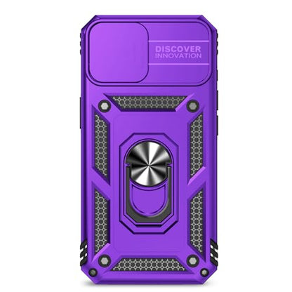 for iPhone 17E / iPhone 16E Case, with Camera Lens Cover HD Screen Protector, Dual Layer Military-Grade Drop Tested Magnetic Ring Holder Kickstand Protective Phone Case for iPhone 16E / 17E (Purple) - color: Purple with camera cover Military-Grade 2nd gen
