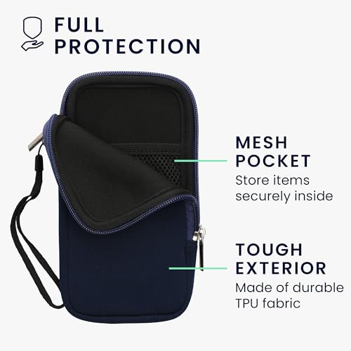 kwmobile Universal Phone Pouch Size XXL - 7" - Neoprene Smartphone Pouch with Zip - Water-Repellent Mobile Phone Case - Sleeve in Dark Blue - color: dark blue, size: XXL - 7"