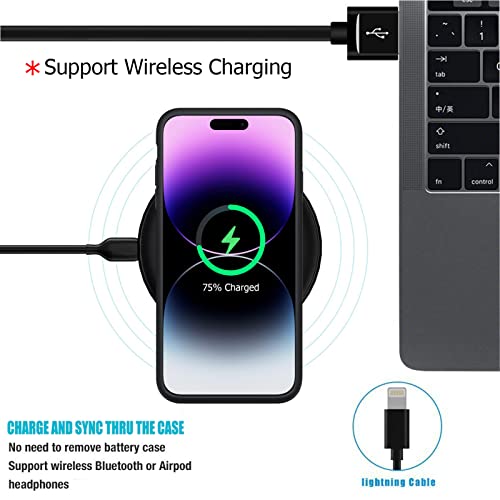 Battery Case for iPhone 14 Pro Max, 12000mAh High Capacity Smart Portable Charger Case Rechargeable Battery Pack Charging Case with Wireless Charging Compatible with iPhone 14 Pro Max (6.7 inch)-Black - size: iPhone 14 Pro Max