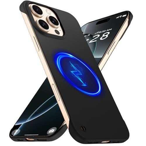 GRECAZO Magnetic Slim Frameless Case for iPhone 16 Pro, Black | Compatible with MagSafe, Soft-Touch Matte Hard PC Cover, Ultra Thin Lightweight Minimalist, Pull Ring Lanyard, 6.3 Inch - color: Black, size: iPhone 16 Pro