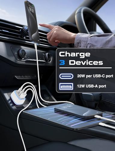 Hzevn USB C Car Charger, 3 Port PD Super Mini Cigarette Lighter Adapter, 2Pack USB-C & A Fast Car Charging for iPhone 16/15 Pro Max, Galaxy S25/S24, iPad, Pixel, Android Phones,White - color: White