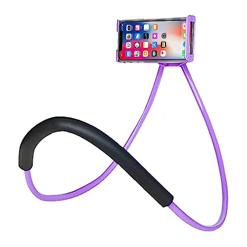 Universal Moblie Phone Stand,Lazy Cell Phone Holder&Neck Tablet Phone Mount - color: Purple