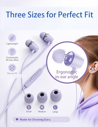 2-Pack Teens Wired Earbuds with Cases, 3.5mm School Headphones, Blueviolet - color: Blueviolet