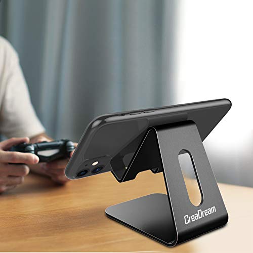 CreaDream Phone Stand Holder, Aluminum Phone Stand for Desk - color: Black