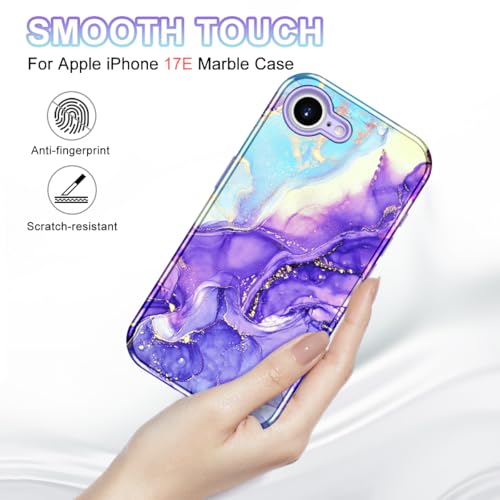 Btscase Compatible with iPhone 17e Case 6.1 Inch 2026,Marble Pattern 3 in 1 Heavy Duty Shockproof Full Body Rugged Hard PC+Soft Silicone Drop Protective Women Girl Phone Cases, Cobalt Violet - color: Cobalt Violet, size: iPhone 17e