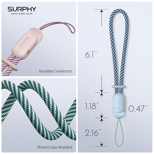 SURPHY 3 Pack Phone Wrist Strap, Phone Lanyard with Cellphone Tether Tab - color: Cloud Blue & Pink & Green