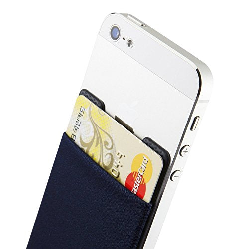 Sinjimoru Cell Phone Wallet Stick on, Card Holder for Back of Phone, Navy - color: Navy