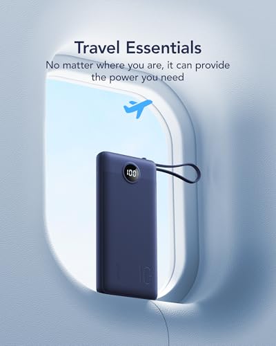 VRURC Portable Charger, Built in 4 Cables & Lanyard Power Bank 10000mAh - color: Navy