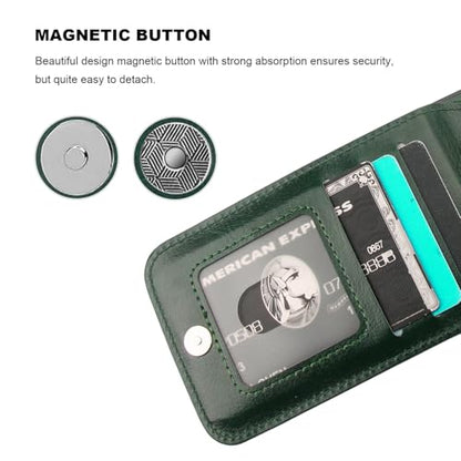 KIHUWEY for iPhone 17e/16e Wallet Case Card Holder Kickstand, Dark Green | Credit Card Slots, PU Leather, Magnetic Clasp, Flip Heavy Duty Protection Cover for Men and Women - color: Dark Green