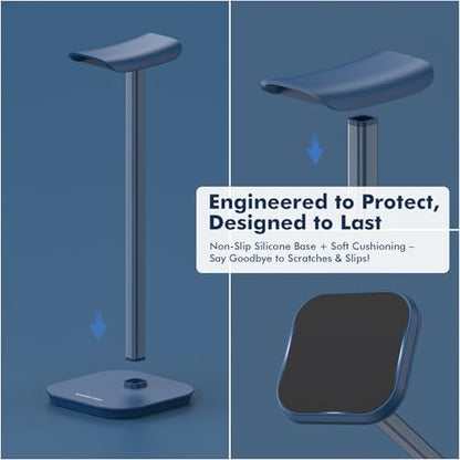 Headphone Stand, Aluminum Desk Headset Earphone Holder (Blue) - color: Blue