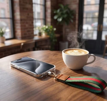 Phone Wrist Strap Anti-Lost Lanyard, Wired Wireless Charging, 2 Tether Tabs Travel Outdoor Daily Use
