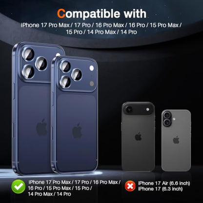 LK 2 Pack for iPhone 17 Pro/17 Pro Max Camera Lens Protector, Clear - color: Transparent
