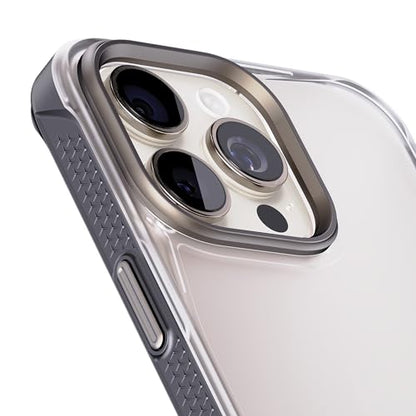 REBEL Clear Case for iPhone 15 Pro Max [Frosted Series Gen-5] Translucent Matte Texture, Grippy Sides, Non-Yellowing, Protective Shockproof Bumpers, Metal Lens & Buttons, 6.7 Inch Phone 2023 - color: Frosted Black, No MagSafe, size: iPhone 15 Pro Max
