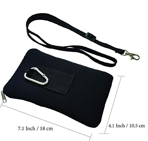 Tainada Dual Zipper Neck Cell Phone Pouch Case Bag w/Belt Loop (Purple) | For Men/Women; Water-resistant neoprene shockproof lightweight cellphone pocket carrier holder w/clip; Fits most smartphones - color: Purple